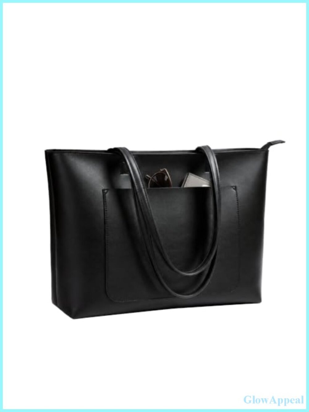 Faux Leather Tote Bag for Women, Large Capacity Work Shoulder Bag with Zipper